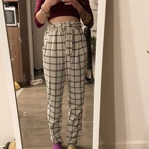 Black and white plaid pants